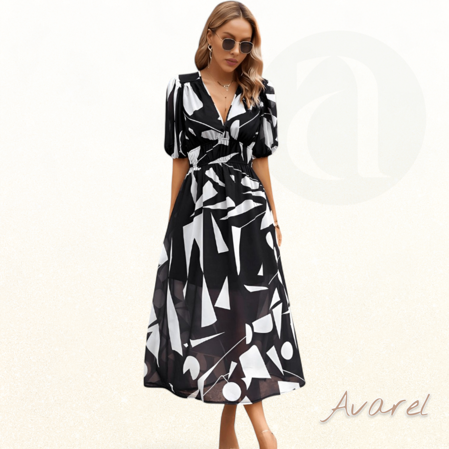 Elena' Elegantes Tageskleid mit atemberaubendem V-Ausschnitt