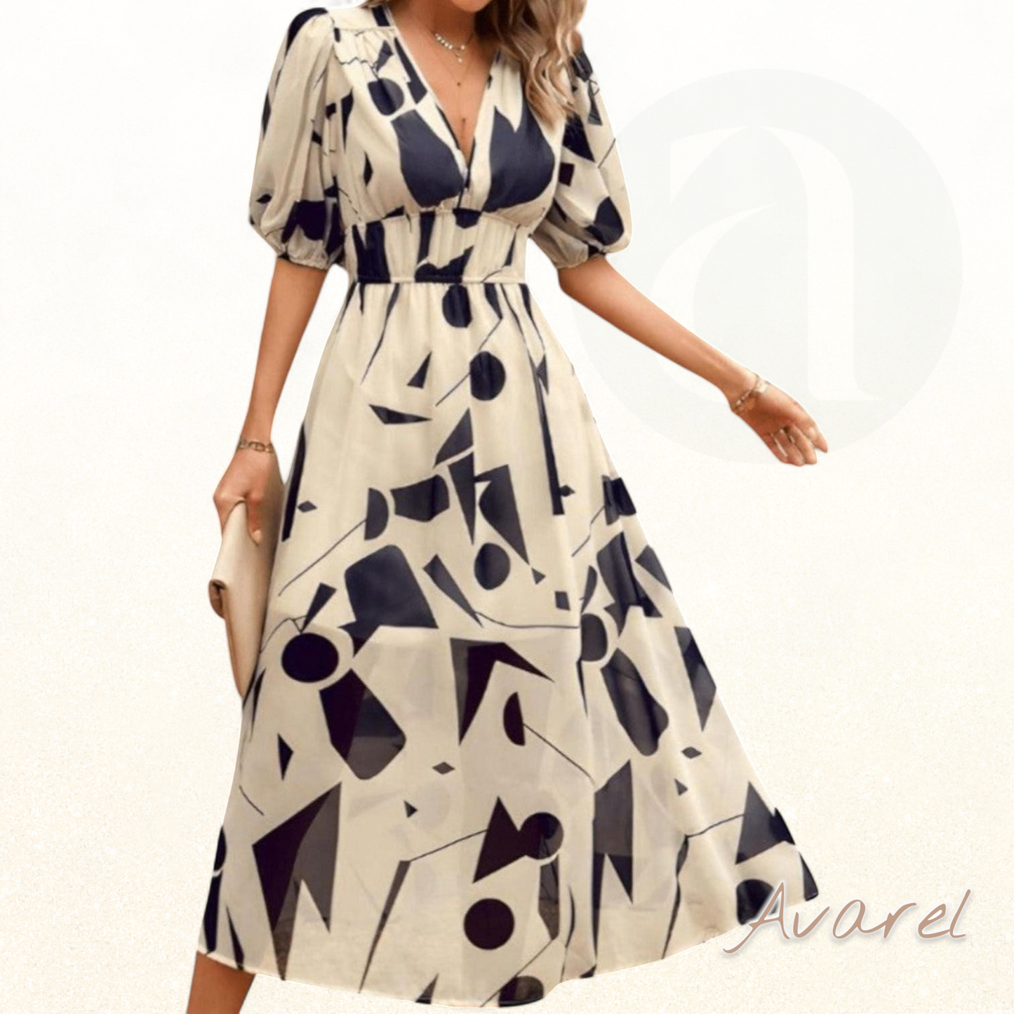 Elena' Elegantes Tageskleid mit atemberaubendem V-Ausschnitt