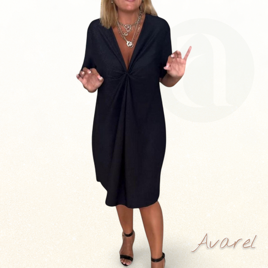 Elsa | Elegantes Twist-Kleid mit V-Ausschnitt – Perfekt für einen atemberaubenden und selbstbewussten Look bei jeder Gelegenheit