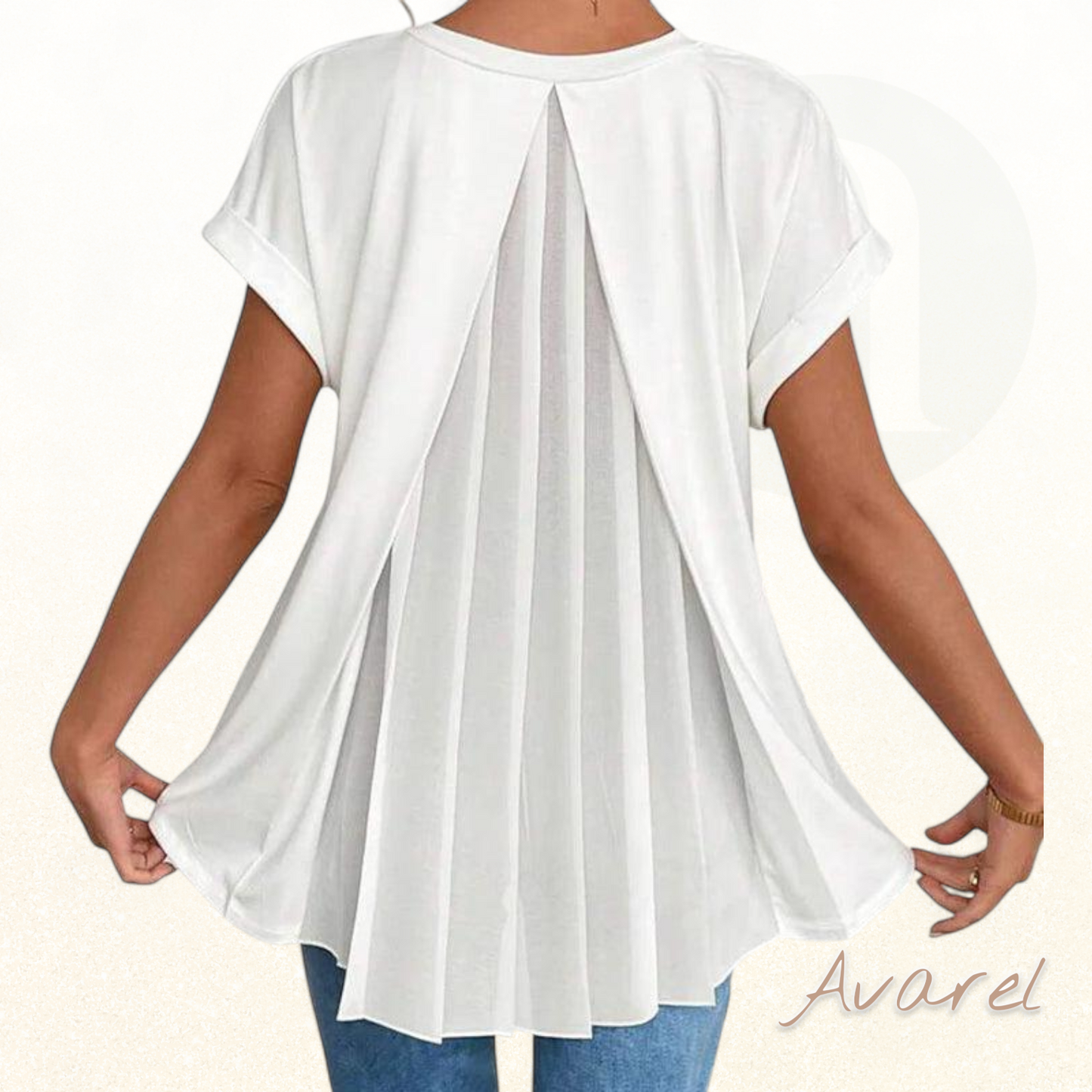 Einfärbigs Churzarm-T-Shirt mit modischem Patchwork-Design