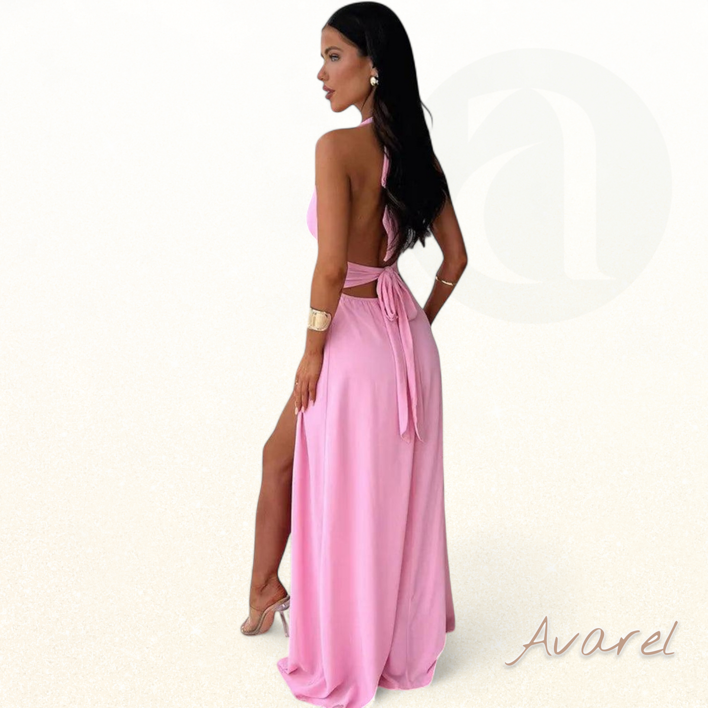 Kaitra | Elegantes langes Kleid mit V-Ausschnitt und stilisiertem Schlitz