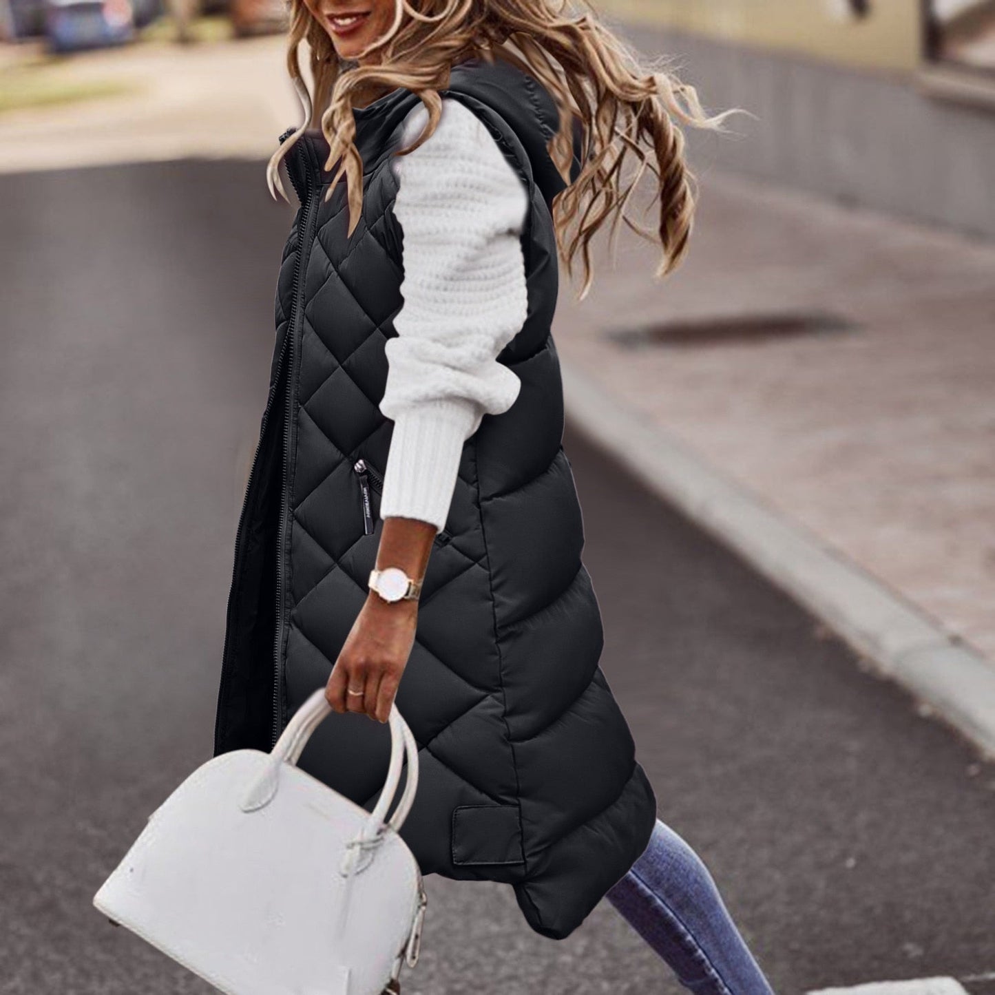 Jennifer | Elegante und Bequemi Langs Gilet mit Kapuzen – D'Perfekte Outfit für Alli Anlässe
