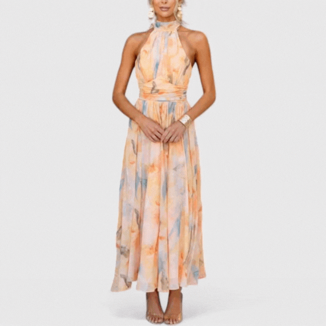 Offene Anise Garden Robe in eleganten und attraktiven Farben mit Aquarell-Effekt