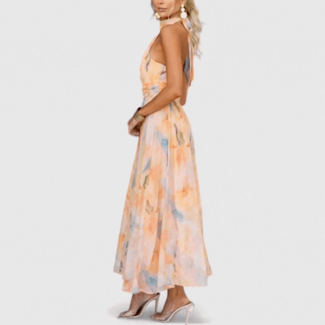 Offene Anise Garden Robe in eleganten und attraktiven Farben mit Aquarell-Effekt