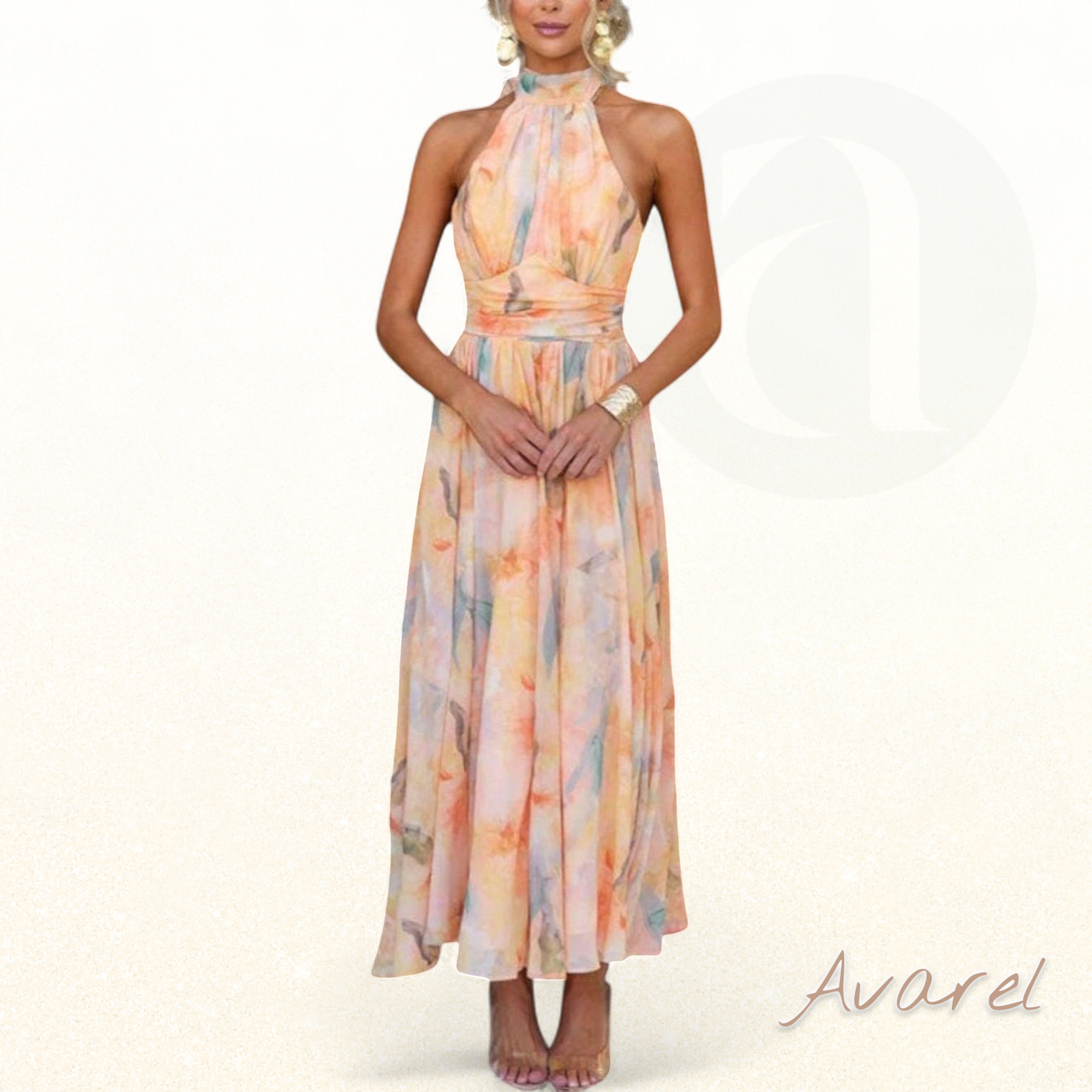 Offene Anise Garden Robe in eleganten und attraktiven Farben mit Aquarell-Effekt