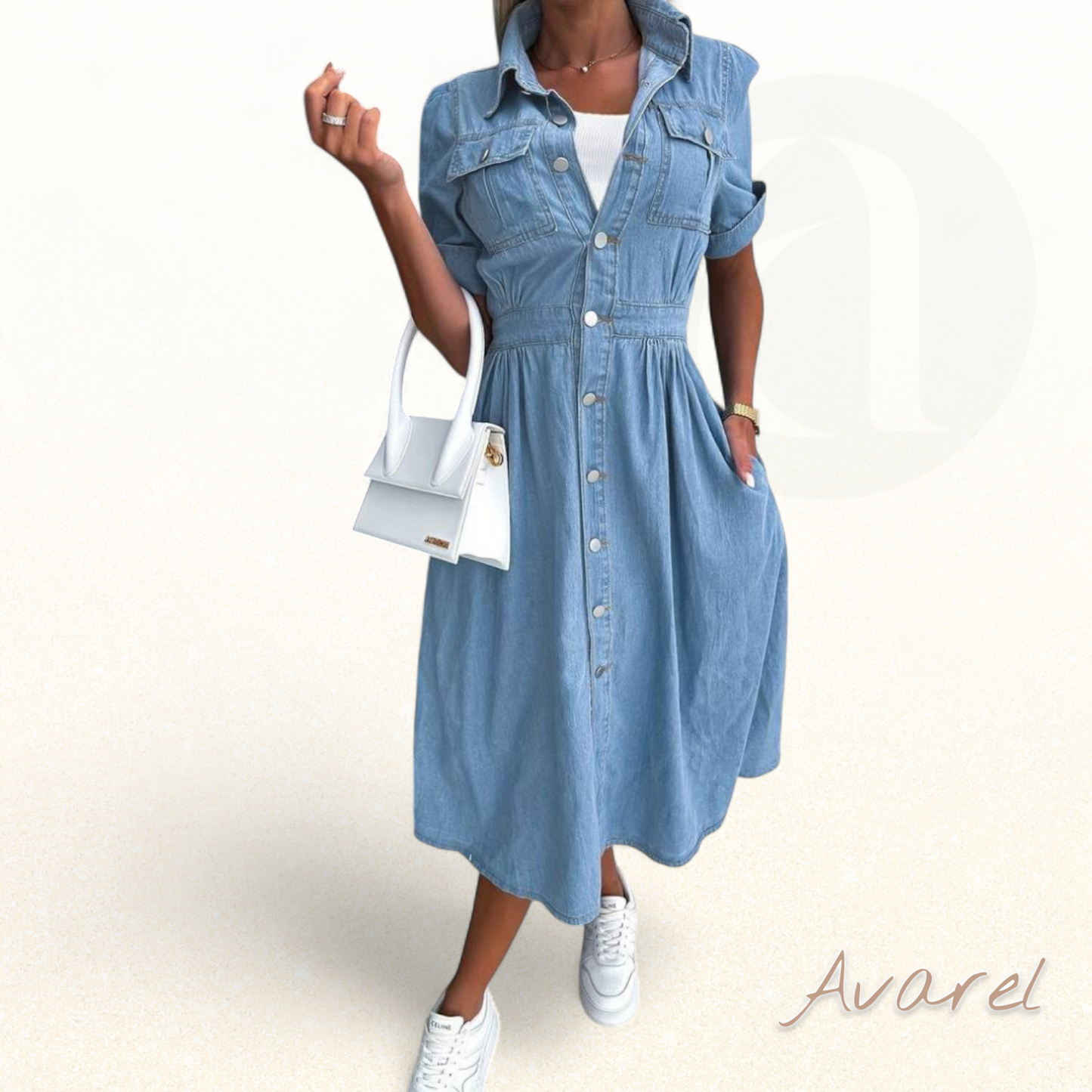 Rolinda | Stilvolles Midilänge-Denim-Kleid Perfekt für Modebewusste und Einzigartige Veranstaltungen