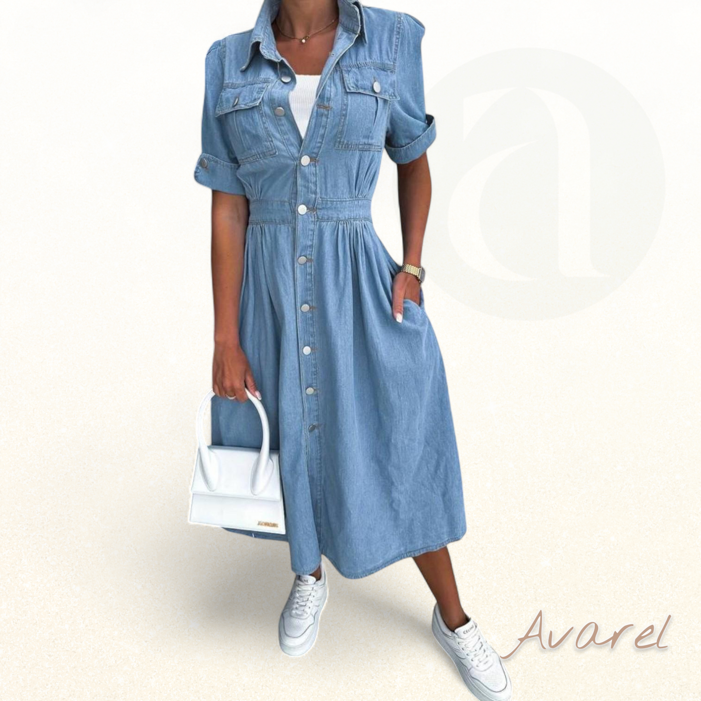 Rolinda | Stilvolles Midilänge-Denim-Kleid Perfekt für Modebewusste und Einzigartige Veranstaltungen