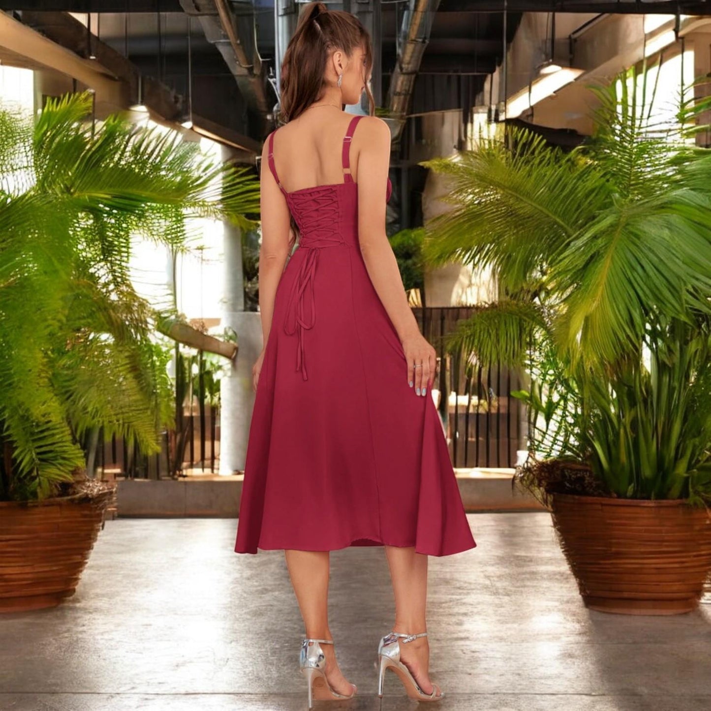 Schickes Bustier-Kleid mit Spitze an den Seiten und verstellbaren Trägern – Das perfekte Outfit für besondere Anlässe