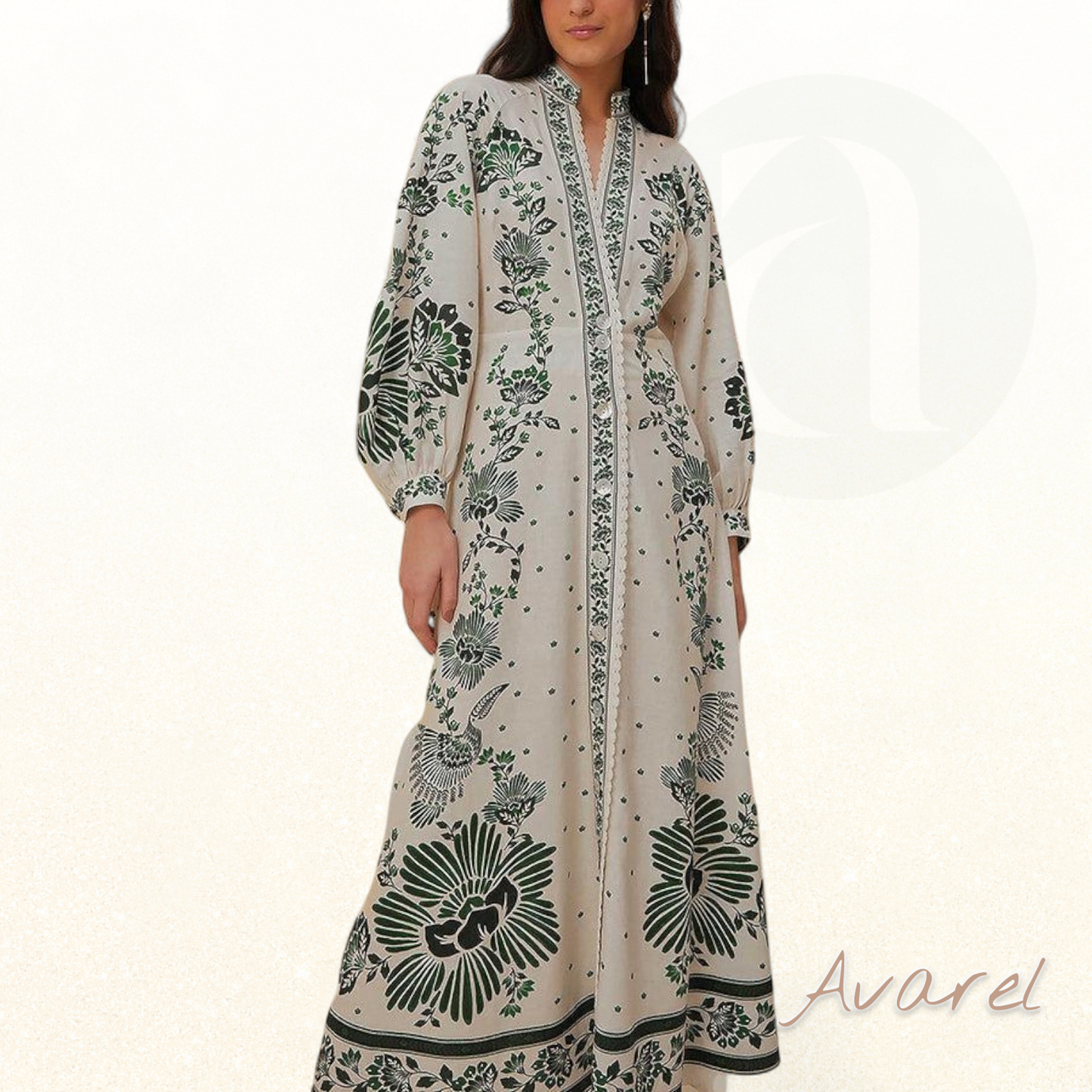 Schickes Maxikleid mit botanischem Muster – Natürlicher und eleganter Look für Ihren perfekten Stil