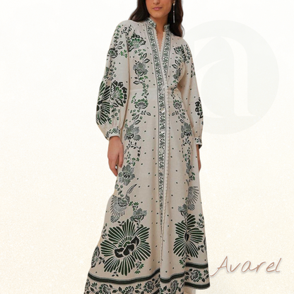 Schickes Maxikleid mit botanischem Muster – Natürlicher und eleganter Look für Ihren perfekten Stil