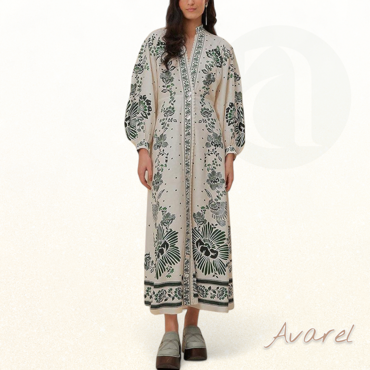 Schickes Maxikleid mit botanischem Muster – Natürlicher und eleganter Look für Ihren perfekten Stil