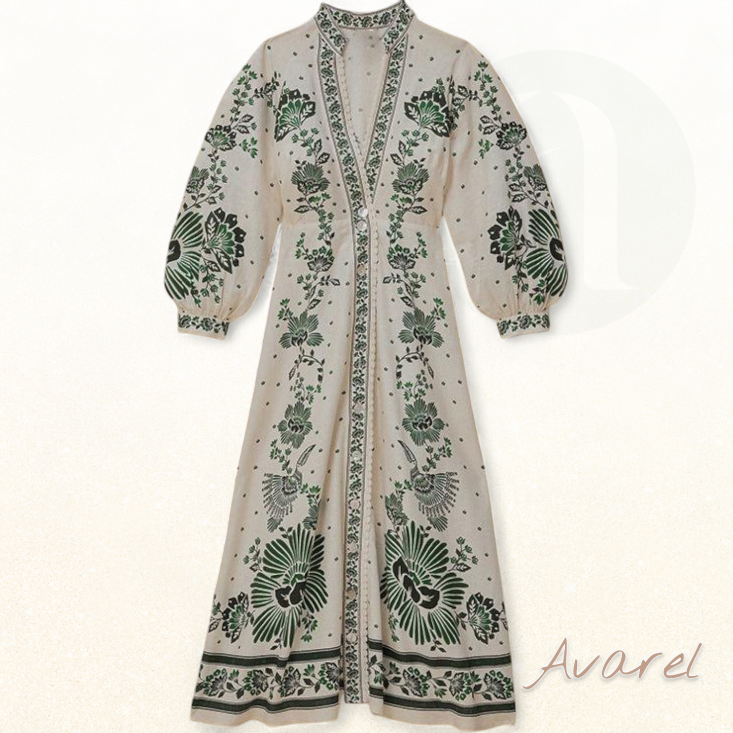 Schickes Maxikleid mit botanischem Muster – Natürlicher und eleganter Look für Ihren perfekten Stil