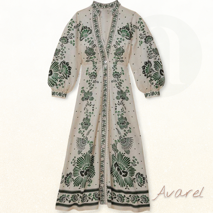 Schickes Maxikleid mit botanischem Muster – Natürlicher und eleganter Look für Ihren perfekten Stil