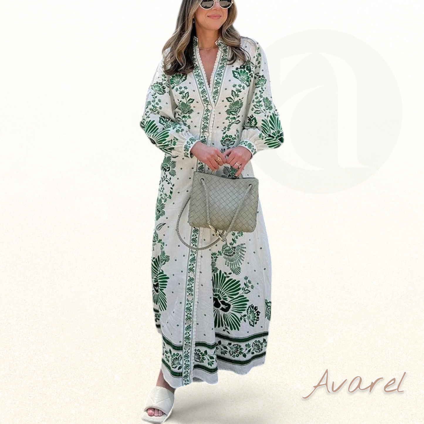 Schickes Maxikleid mit botanischem Muster – Natürlicher und eleganter Look für Ihren perfekten Stil