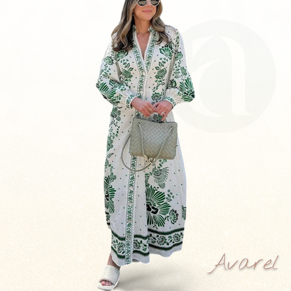 Schickes Maxikleid mit botanischem Muster – Natürlicher und eleganter Look für Ihren perfekten Stil