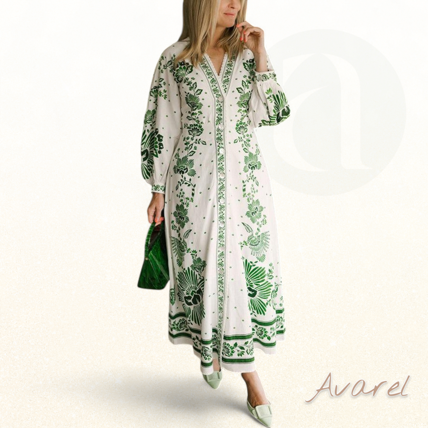 Schickes Maxikleid mit botanischem Muster – Natürlicher und eleganter Look für Ihren perfekten Stil