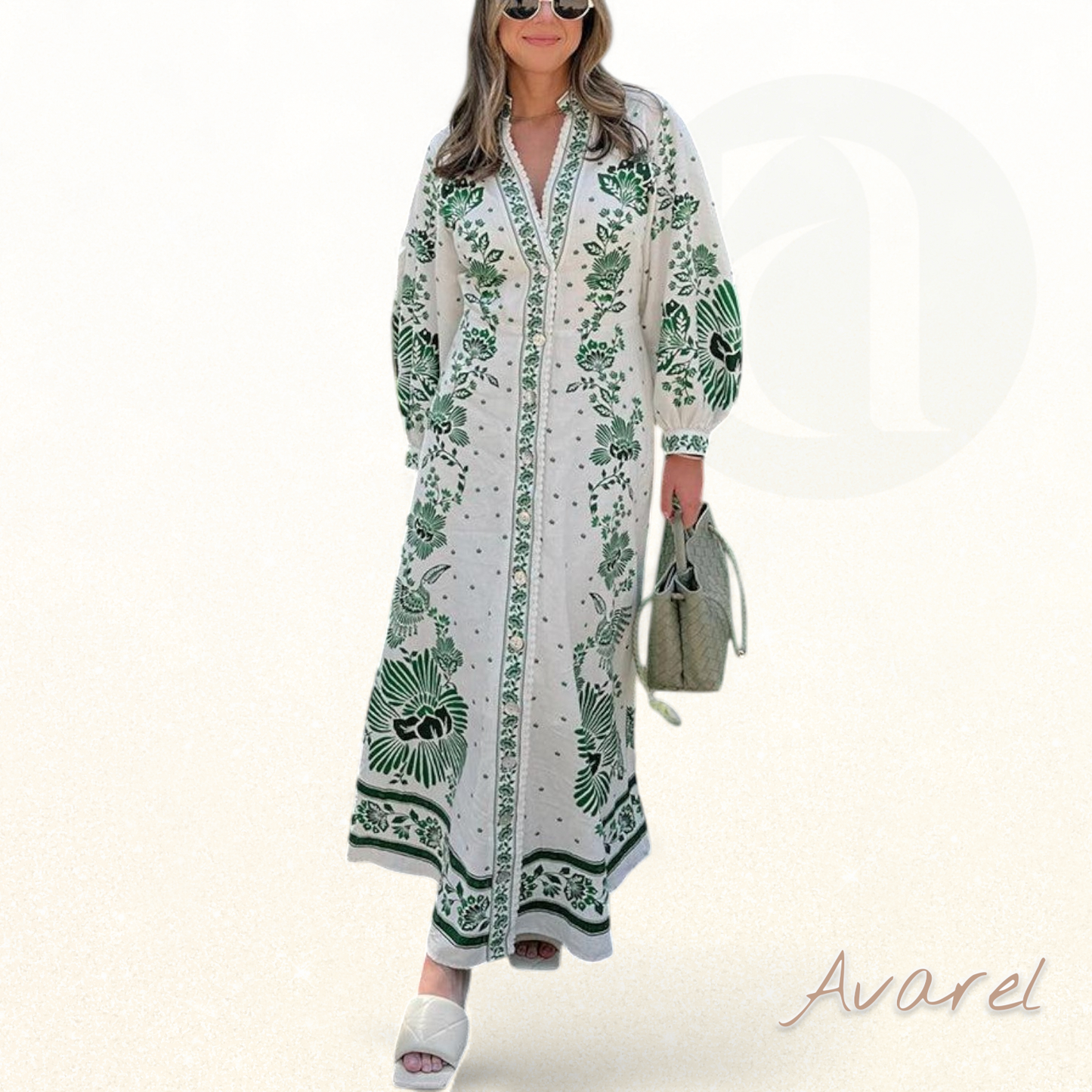 Schickes Maxikleid mit botanischem Muster – Natürlicher und eleganter Look für Ihren perfekten Stil