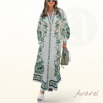 Schickes Maxikleid mit botanischem Muster – Natürlicher und eleganter Look für Ihren perfekten Stil