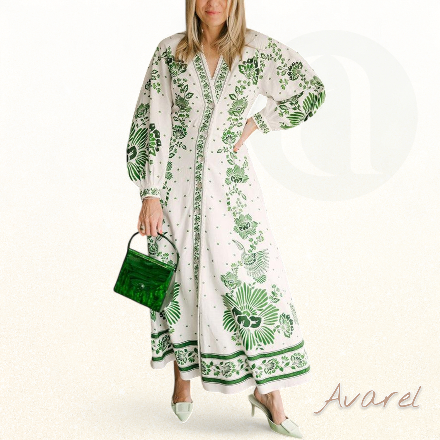 Schickes Maxikleid mit botanischem Muster – Natürlicher und eleganter Look für Ihren perfekten Stil