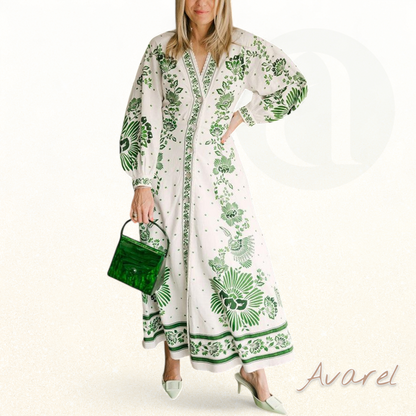 Schickes Maxikleid mit botanischem Muster – Natürlicher und eleganter Look für Ihren perfekten Stil