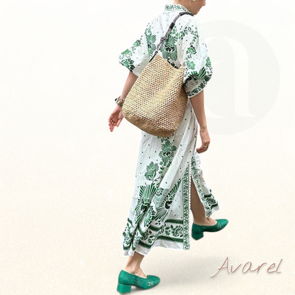 Schickes Maxikleid mit botanischem Muster – Natürlicher und eleganter Look für Ihren perfekten Stil