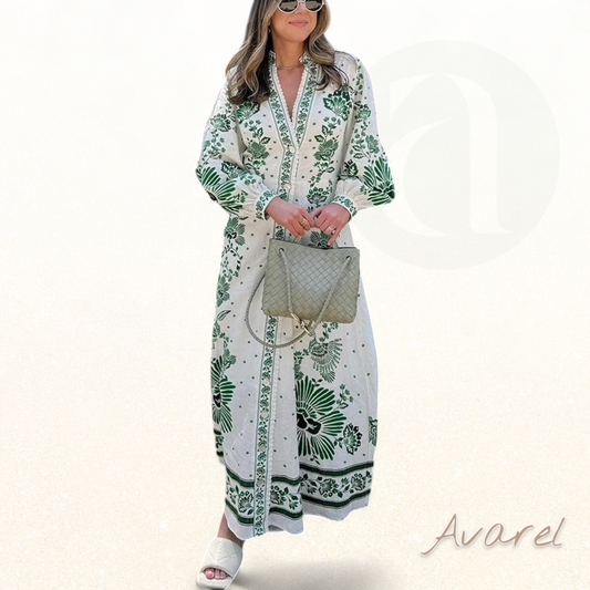 Schickes Maxikleid mit botanischem Muster – Natürlicher und eleganter Look für Ihren perfekten Stil