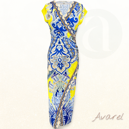 Schickes Midi-Kleid mit V-Ausschnitt und Bindegürtel für einen glamourösen Auftritt