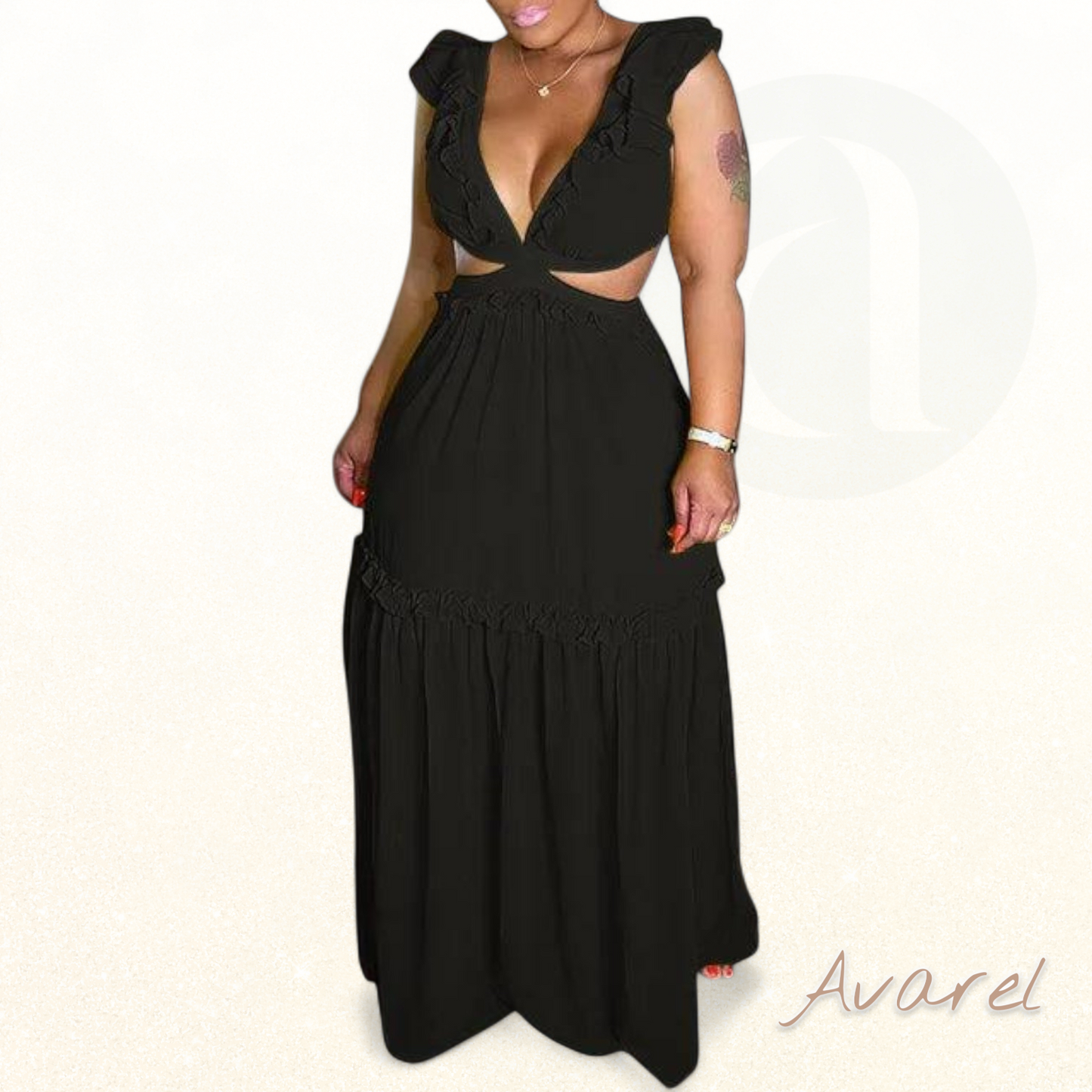 Schickes und elegantes Kleid mit stilvollem V-Ausschnitt für einen verführerischen Look