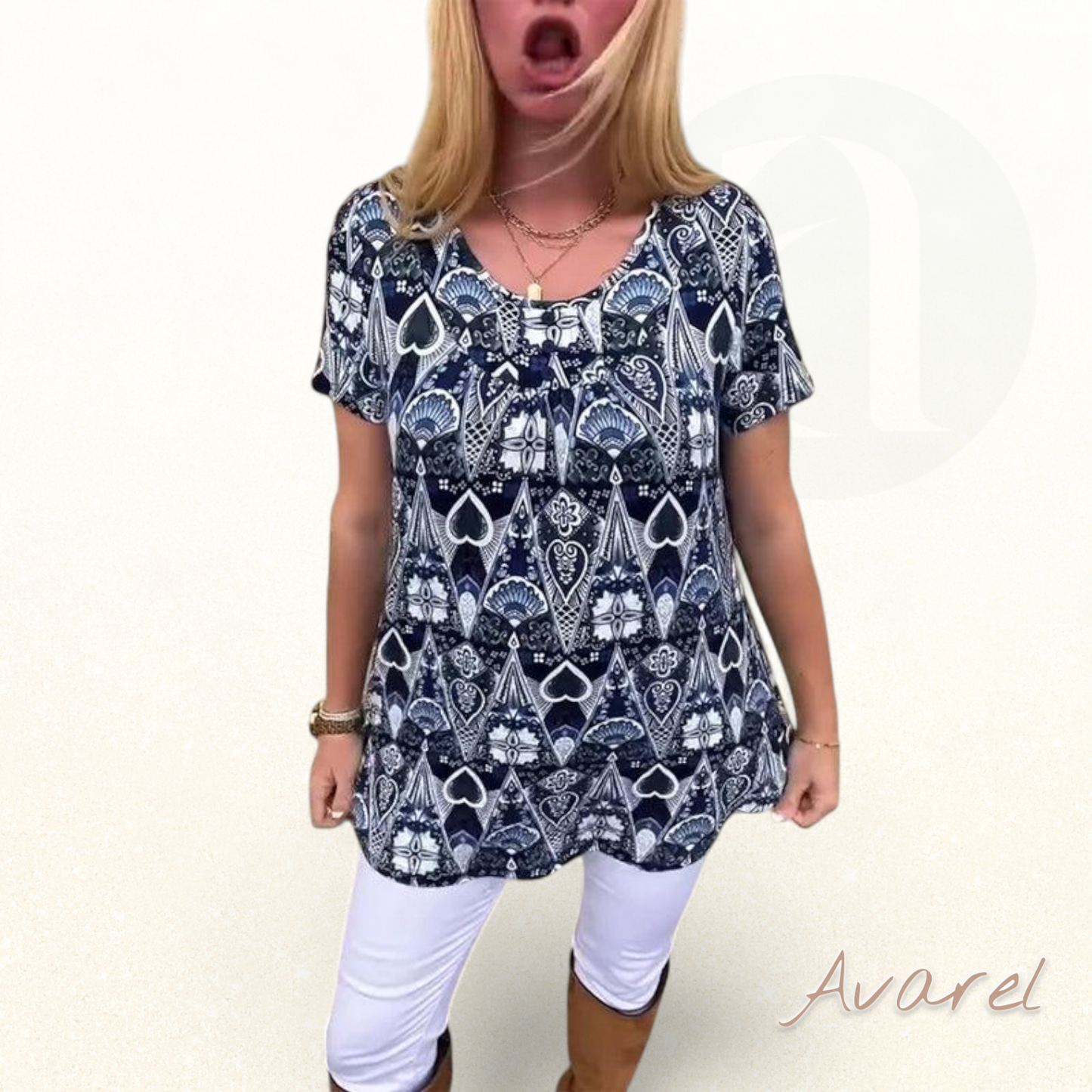 lässigs Retro-T-Shirt mit Rundhalsausschnitt und trendigem Druck