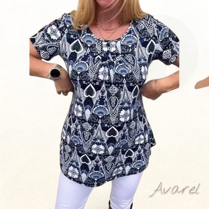 lässigs Retro-T-Shirt mit Rundhalsausschnitt und trendigem Druck