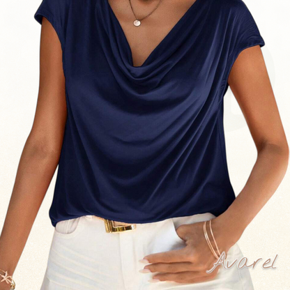 Elegantes Top mit zeitlosem Umhängekragen und stilvollen Fledermausärmeln