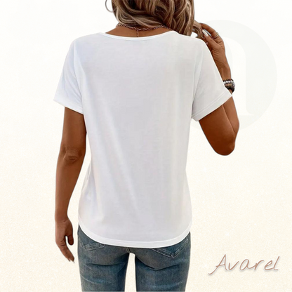 T-Shirt Damen Herra - Vielfältigs Crossover V-Ausschnitt Kurzarm für jedä Anlass