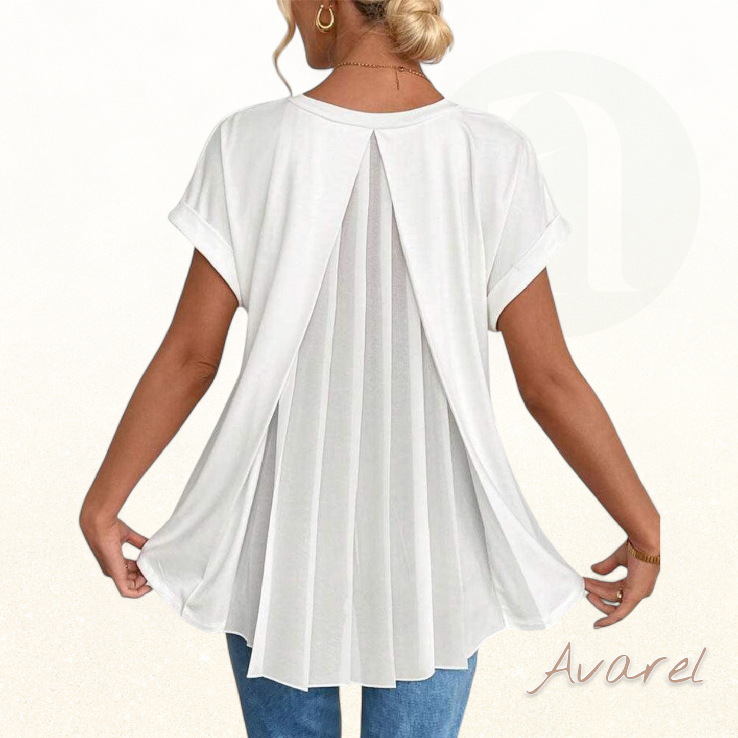 Einfärbigs Churzarm-T-Shirt mit modischem Patchwork-Design