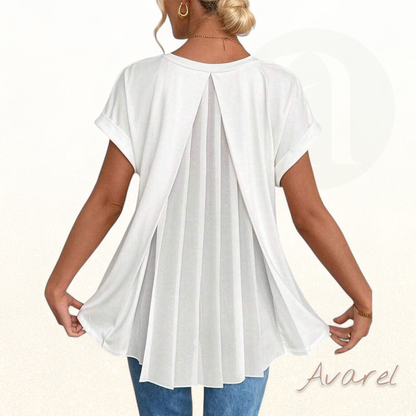 Einfärbigs Churzarm-T-Shirt mit modischem Patchwork-Design