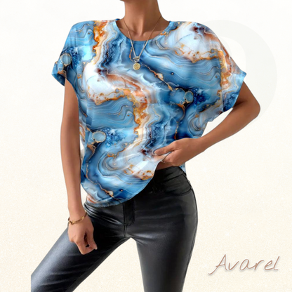 Stylischs Rundhals-T-Shirt mit trendy Marmorprint