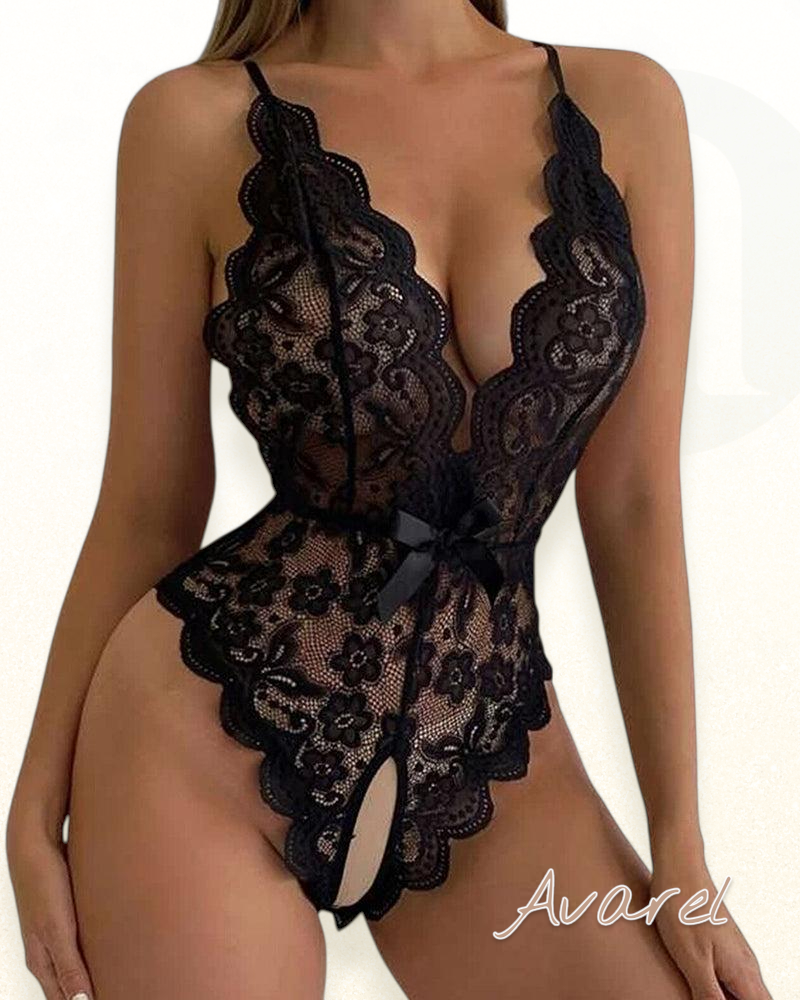 Eleganter trägerloser Spitz-Bodysuit für en verführerische Look