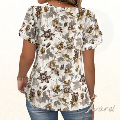 Stylisch T-Shirt mit Druck und Rüschenärmeln – Vielseitig kombinierbar für jede Look