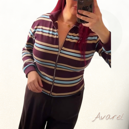 Stylisch doppelseitigi streifeti Jacke mit Reissverschluss