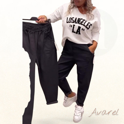 Bequemi, stylisch eiwäbigi Hose mit praktsche Täsche für de Alltag