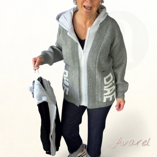 Stylische Langarm-Pullover-Mantel mit trendigem Buchstaben-Design