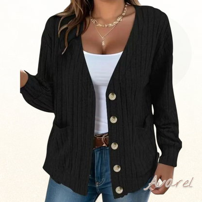 Stilvoller eifarbiger Mantel mit lange Ärmle und elegante V-Ausschnitt