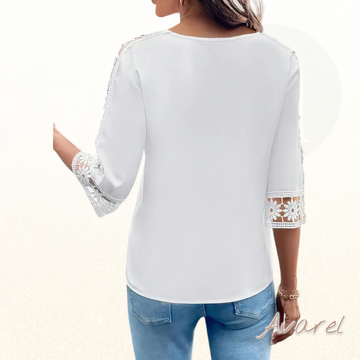 T-Shirt Einfarbig mit Loch-Haken Patchwork – Stilvoll und vielseitig