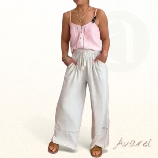 Bequemi Einfarbigi Hose mit Wiit Beini und Praktischä Tasche