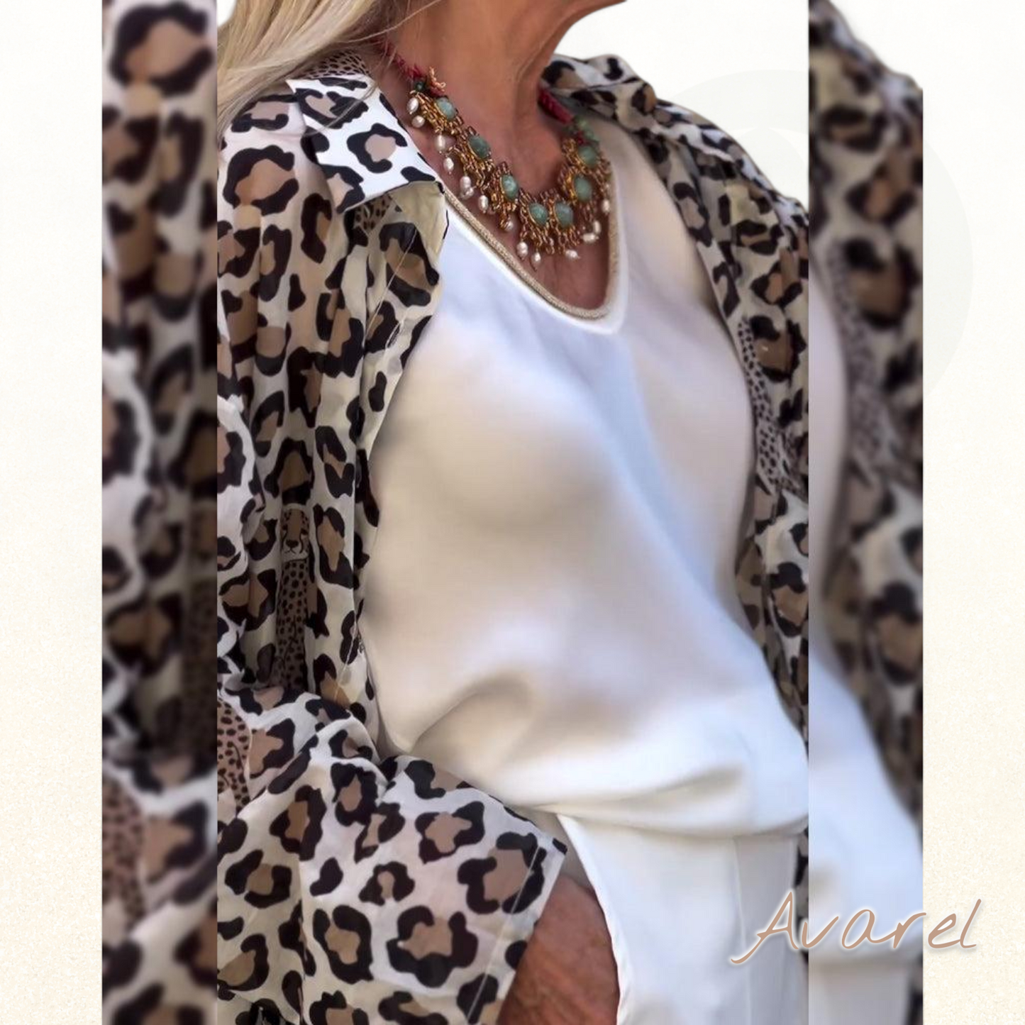 Schicke Langmantel mit Revers und modischem Leopardenmuster für einen moderne Look