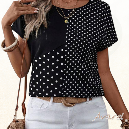Schöns Polka-Dot T-Shirt mit Rundhalsausschnitt für e'n modische Look