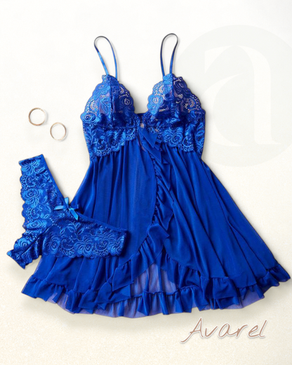 Sexy Damen Cami-Nachtkleid mit Schleifen-Dekoration und Rüschenbesatz aus Spitze