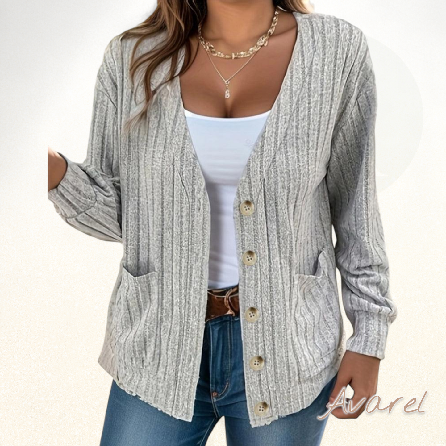 Stilvoller eifarbiger Mantel mit lange Ärmle und elegante V-Ausschnitt