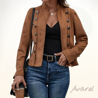 Elegant zweireihigi einfarbige Jacke für stilbewussti Look