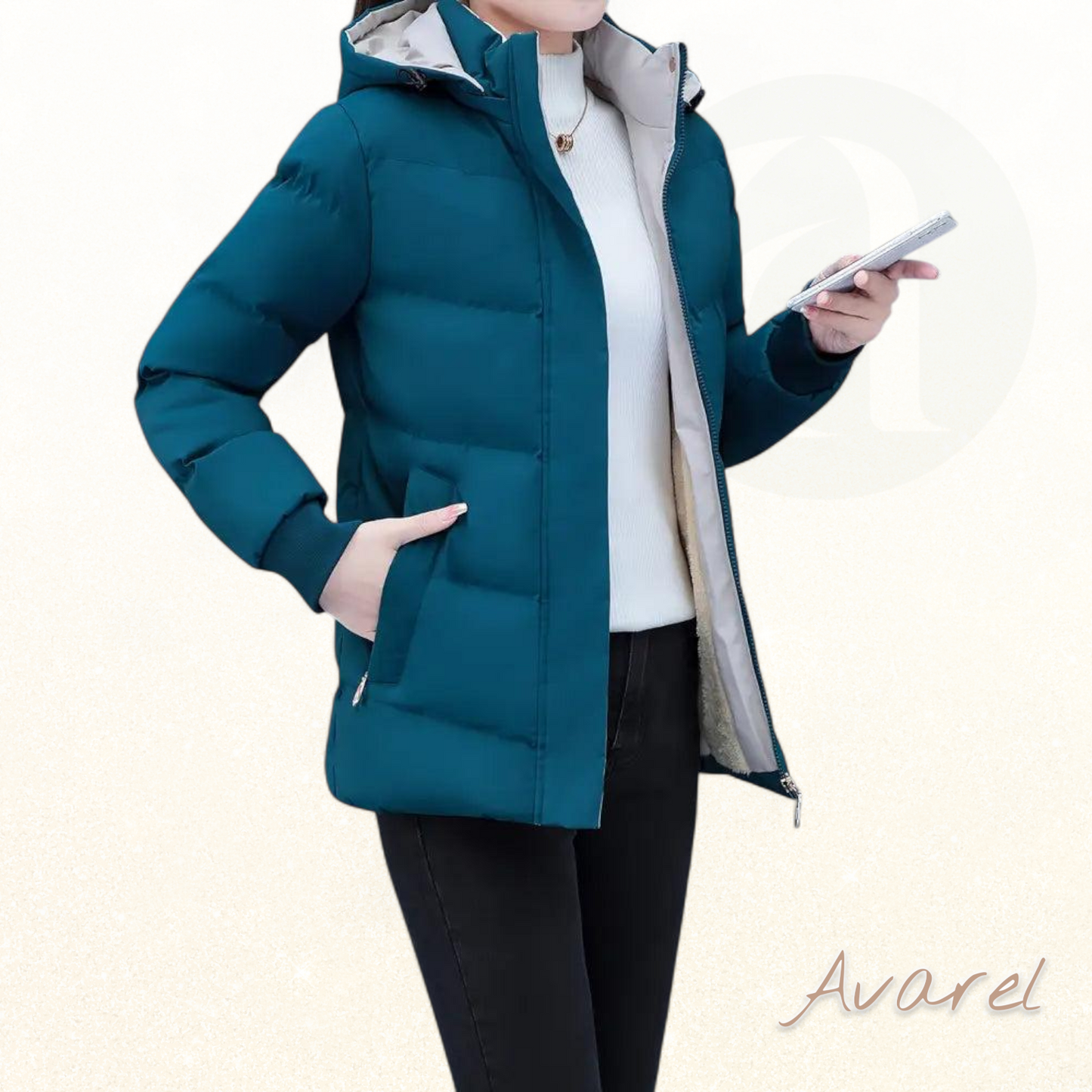 Bequemi warmi Übergangsjacke mit Kapuze im klassischem einfarbige Design