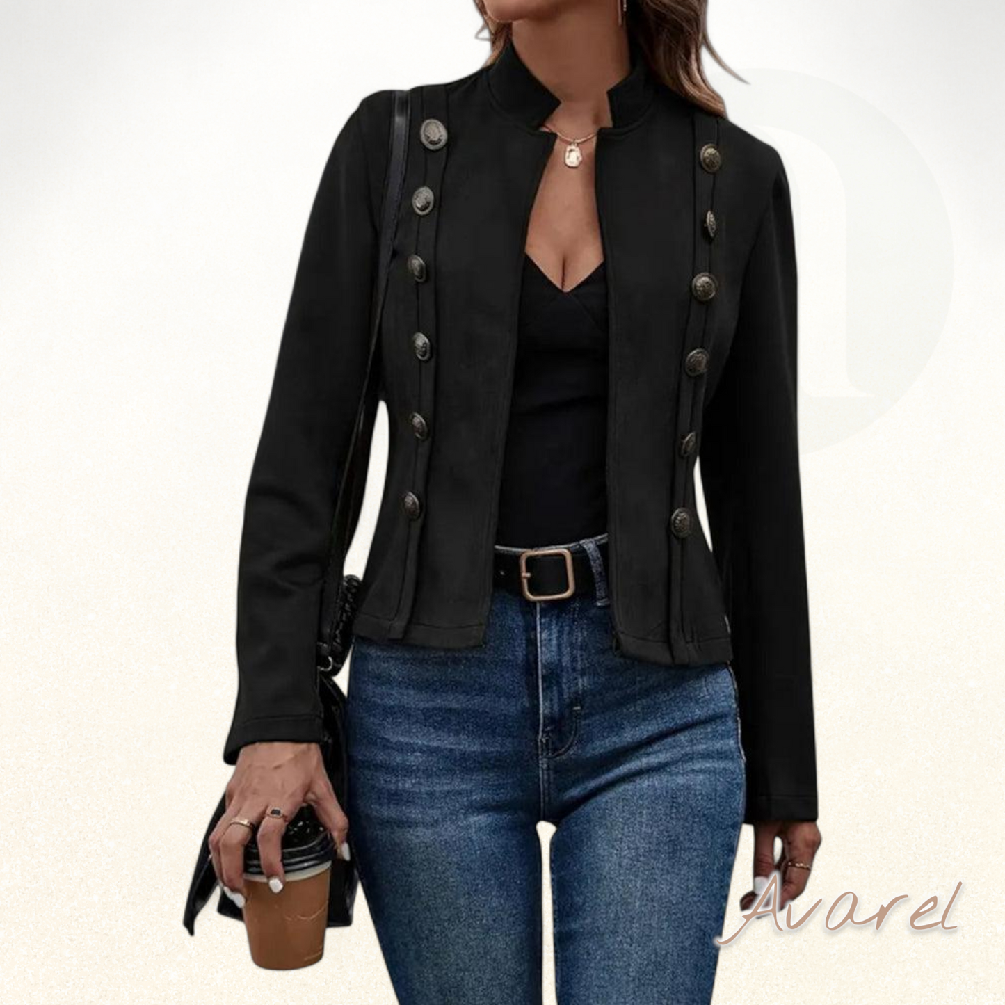 Elegant zweireihigi einfarbige Jacke für stilbewussti Look